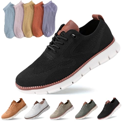 Wearbreeze Shoes, Mens Wearbreeze Ultra Comfortable Shoes, Men's Mesh Dress Oxfords Business Walking Slip on Arch Support Sneakers (Black, Erwachsene, Herren, 41, Numerisch, EU Schuhgrößensystem, M) von Oveallgo