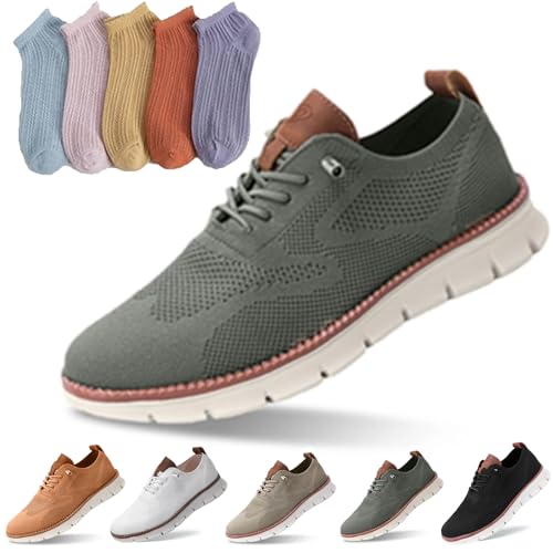 Wearbreeze Shoes, Mens Wearbreeze Ultra Comfortable Shoes, Men's Mesh Dress Oxfords Business Walking Slip on Arch Support Sneakers (Green, Erwachsene, Herren, 40, Numerisch, EU Schuhgrößensystem, M) von Oveallgo