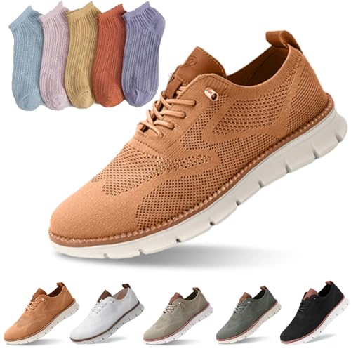 Wearbreeze Shoes, Mens Wearbreeze Ultra Comfortable Shoes, Men's Mesh Dress Oxfords Business Walking Slip on Arch Support Sneakers (Orange, Erwachsene, Herren, 41, Numerisch, EU Schuhgrößensystem, M) von Oveallgo