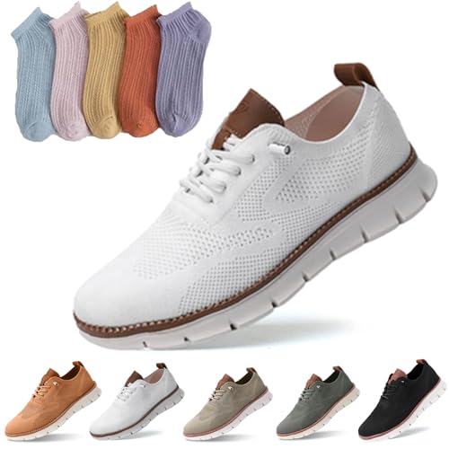 Wearbreeze Shoes, Mens Wearbreeze Ultra Comfortable Shoes, Men's Mesh Dress Oxfords Business Walking Slip on Arch Support Sneakers (White, Erwachsene, Herren, 43, Numerisch, EU Schuhgrößensystem, M) von Oveallgo