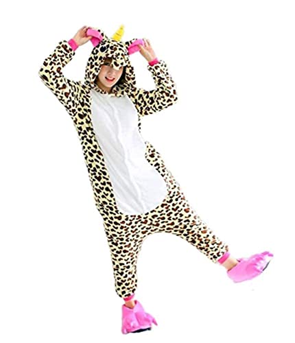 Ovender Pyjama Jumpsuit Erwachsene Tier kostüm Kigurumi Karneval Halloween Schlafanzug Party Show Weihnachten Cosplay Unterwäsche für Unisex Damen Herren (S, Pony Leopardo) von Ovender