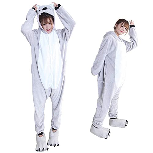 Ovender Pyjama Jumpsuit Erwachsene Tier kostüm Kigurumi Karneval Halloween Schlafanzug Party Show Weihnachten Cosplay Unterwäsche für Unisex Damen Herren (L, Koala) von Ovender