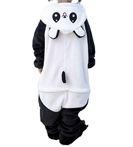 Ovender Pyjama Jumpsuit Erwachsene Tier kostüm Kigurumi Karneval Halloween Schlafanzug Party Show Weihnachten Cosplay Unterwäsche für Unisex Damen Herren (L, Panda 2 mit Handschuhen) von Ovender