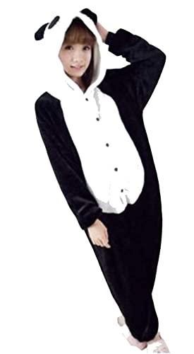 Ovender Pyjama Jumpsuit Erwachsene Tier kostüm Kigurumi Karneval Halloween Schlafanzug Party Show Weihnachten Cosplay Unterwäsche für Unisex Damen Herren (M, Panda Zombie Schwarz) von Ovender