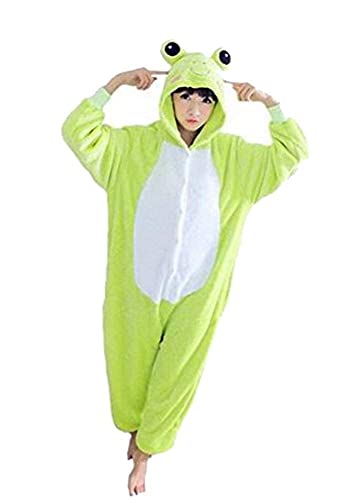 Ovender Pyjama Jumpsuit Erwachsene Tier kostüm Kigurumi Karneval Halloween Schlafanzug Party Show Weihnachten Cosplay Unterwäsche für Unisex Damen Herren (XL, Frosch) von Ovender