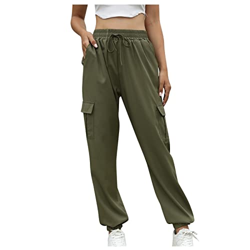 OverstepA Hosen Damen Sommerhose Damen Leicht Sporthose Damen Hose Damen Leinenhose Damen Hosenanzug Damen Festlich Elegant Hosenanzug Damen Sommerhose Damen Wanderhose Jogginghose Grün M 1804 von OverstepA