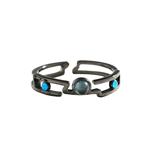 OwKay Eheringe, Modeschmuck-Ring-Set, ausgehöhlt, silberfarben, schwarz, mit Kristallen aus Sterlingsilber von OwKay