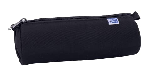 Oxford Federmäppchen, rund, 1 Fach, Fassungsvermögen: 22 x 7 x 7 cm, Reißverschluss, Polyester, Schwarz von Oxford