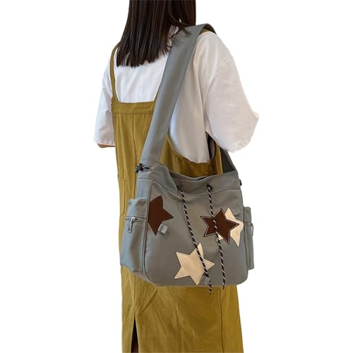 Oyrcvweuylx 2024 Messenger Bag, Canvas, Star Bag, Schultasche, große Kapazität, Crossbody-Umhängetasche für Teenager, vielseitige Vintage-Tasche von Oyrcvweuylx