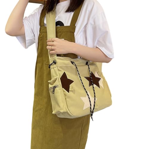 Oyrcvweuylx 2024 Messenger Bag, Canvas, Star Bag, Schultasche, große Kapazität, Crossbody-Umhängetasche für Teenager, vielseitige Vintage-Tasche von Oyrcvweuylx