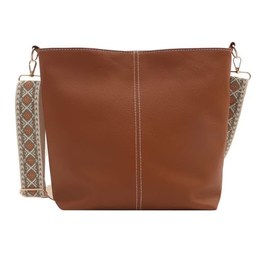 Oyrcvweuylx 2024 NEU Umhängetasche Vintage Schultertasche für Frauen Mädchen Breites Band Eimer Tasche Große Kapazität Vielseitige Einkaufstasche von Oyrcvweuylx