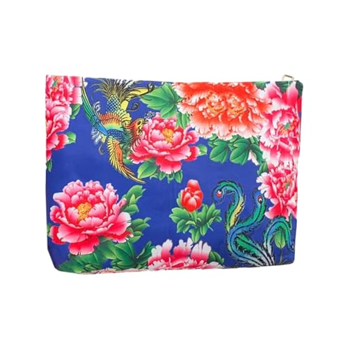 Oyrcvweuylx 2024 NEUE Handtasche Frauen Vintage Nylon Tasche Blumenmuster Clutch für Kosmetik Make-Up Geldbörse Handy Quadratische Tasche von Oyrcvweuylx