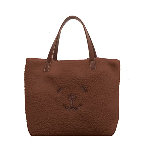 Oyrcvweuylx Damen-Handtasche mit Plüschbär, Cartoon-Motiv, leichte Clutch, süße Bärentasche, lässige, pelzige quadratische Tasche von Oyrcvweuylx
