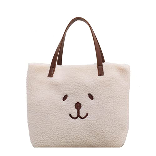 Oyrcvweuylx Damen-Handtasche mit Plüschbär, Cartoon-Motiv, leichte Clutch, süße Bärentasche, lässige, pelzige quadratische Tasche von Oyrcvweuylx