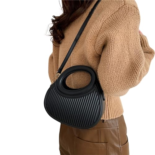 Oyrcvweuylx Frauen PU Leder Umhängetasche Halbmond Tasche Einfarbig Umhängetasche Große Kapazität Tasche Mädchen Casual Messengers Tasche von Oyrcvweuylx