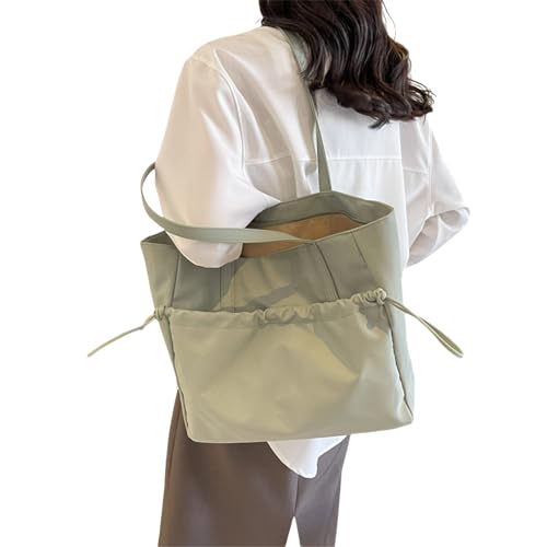 Oyrcvweuylx Nylontasche Einkaufstasche für Frauen und Mädchen, große Kapazität, Handtasche, einfarbig, Umhängetasche, Büchertasche von Oyrcvweuylx