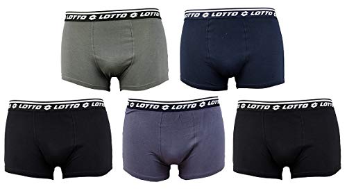 Ozabi - Lotto Sport Herren Boxershorts 100 % Baumwolle, verschiedene Designs, Packung mit 5 verschiedenen Lottos, L von Ozabi