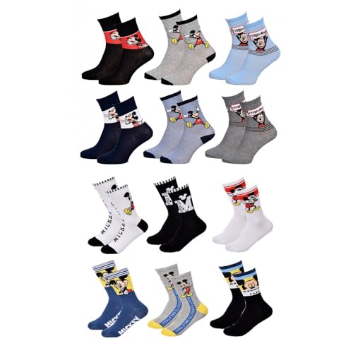 Ozabi Socken Jungen Lizenz PACK VON 12 PAAREN SURPRISE (as3, numeric, numeric_31, numeric_34, regular, 12er-Pack MICKEY) von Ozabi