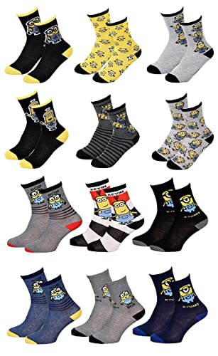 Ozabi Socken für Jungen Lizenz PACK VON 12 PAAREN SURPRISE (as3, numeric, numeric_31, numeric_34, regular, regular, 12er Pack MOI MOCHE ET MECHANT) von Ozabi