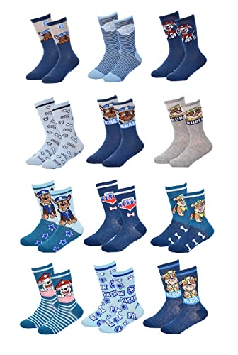Ozabi Socken Jungen Lizenz Pack VON 12 PAAREN Surprise (as3, Numeric, Numeric_31, Numeric_34, Regular, 12er-Pack PAT Patrouille) von Ozabi