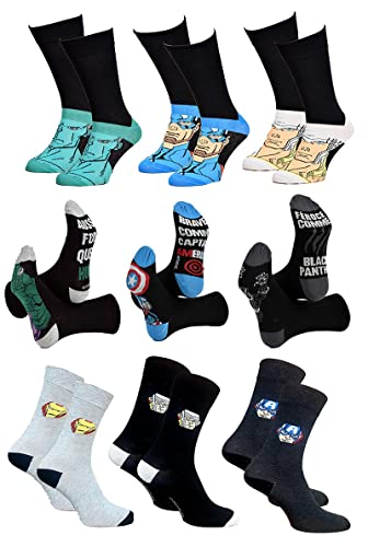 Ozabi Socken für Männer Lizenz PACK AVENGERS (as3, numeric, numeric_39, numeric_42, regular, regular, 9er-Pack Socken SURPRISE) von Ozabi