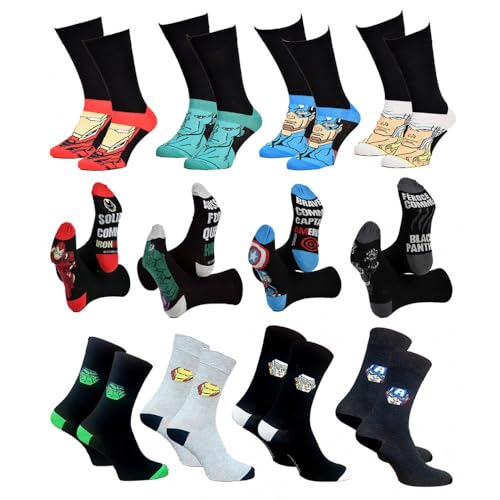 Ozabi Socken für Männer Lizenz PACK VON 12 PAAREN SURPRISE (as3, numeric, numeric_43, numeric_46, regular, regular, 3 ER PACK AVENGERS) von Ozabi