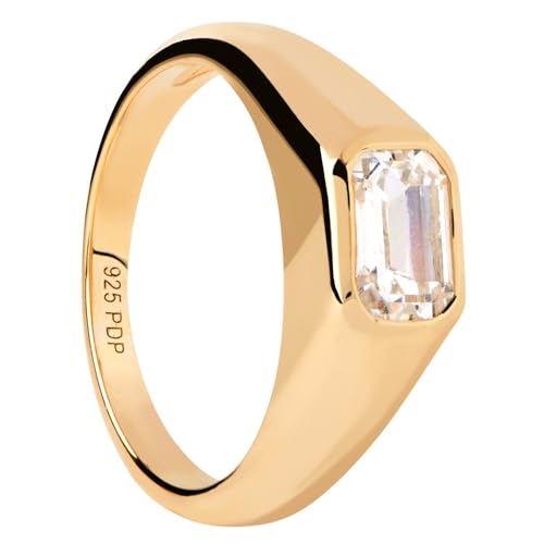 PDPaola Damenring Octagon Shimmer Siegelring Silber vergoldet AN01-985-10 Ringgröße 50/15,9 von P D PAOLA