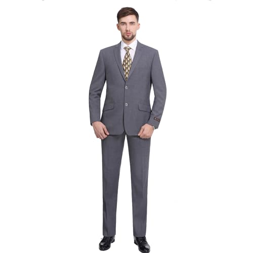 P&L Herren Premium Slim Fit 2-teiliges Business Hochzeit Abschlussball Anzug Jacke Blazer Tux & Flat Pants Set, grau, 46 Kurz P&L Herren Premium Slim Fit 2-teiliges Business Hochzeit Abschlussball Anzug Jacke Blazer Tux & Flat Pants Set, grau, 46 Kurz von P&L