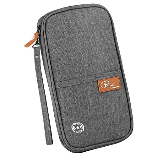 P.travel Reisepass Tasche Reisepasshülle -Blocker Schutzhülle Familien Reise Brieftasche Pass Hülle Passport Etui Ausweistasche Dokumente Organizer für Damen/Herren-Grau von P.travel