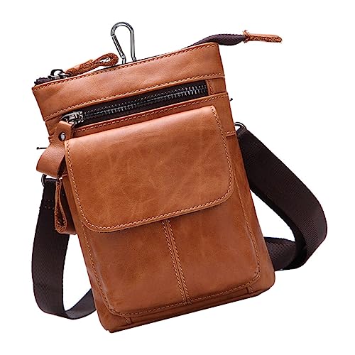 PACKOVE 1stk Gürteltasche Einzelne Umhängetasche Reisen Universelle Handyhülle Aus Leder Kuriertasche Reisen Geldbeutel Geschäft Echtes Leder Schlanke Passform Herren Reißverschlusstasche von PACKOVE