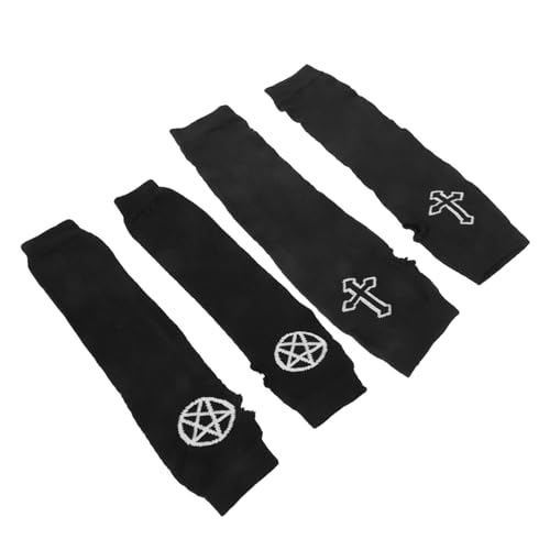 PACKOVE 2 Paar Kreuz Pentagramm Halbfingerhandschuhe Cosplay Ninja Halbarmhandschuhe 2St fingerlose handschuhe für damen gestrickte Armstulpen herbstdeko Damen Handschuhe Cosplay-Armärmel von PACKOVE