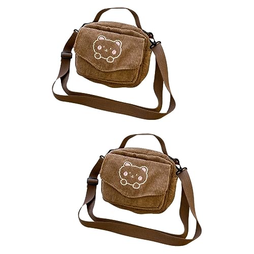 PACKOVE 2st Bestickte Bärentasche Einzelne Umhängetasche Kleine Umhängetaschen Geldbörsen Kawaii-Tasche Kawaii-geldbörse Umhängetasche Süß Kawaii Geldbörse Geschenk Cord Mädchen Niedlich von PACKOVE