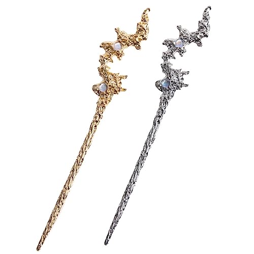 PACKOVE 2 Stück Vintage Haarnadeln für Damen Kreative Haarschmuck Stäbchen Gold und Silber für Hochzeiten Partys und Freizeitkleidung PACKOVE 2 Stück Vintage Haarnadeln für Damen Kreative Haarschmuck Stäbchen Gold und Silber für Hochzeiten Partys und Freizeitkleidung von PACKOVE