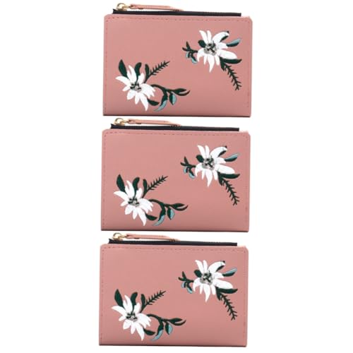 PACKOVE 3St Geldbörse damenbörse damengeldbeutel Damenhandtaschen groß Mini-Make-up-Set Kartenhalter für Frauen Kartenetui für Damen klein Münzbeutel Kosmetiktasche Student Rosa von PACKOVE