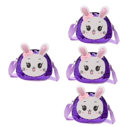 PACKOVE 4 Stück Umhängetasche Für Kinder Kinderspielzeug Handtasche Für Kinder Kleinkinder Kuriertaschen Bezauberndes Design Hasentasche Pailletten Pu-Leder Süße Tasche Violett Baby von PACKOVE