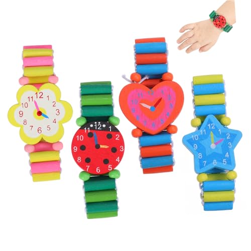 PACKOVE 4stücke Junge Mädchen Holz-Uhr Spielzeug Mit Elastischem Armband Kreative Cartoon-Uhren Für Jungen Und Mädchen Umweltfreundliches Holzspielzeug Zufälliges Muster PACKOVE 4stücke Junge Mädchen Holz-Uhr Spielzeug Mit Elastischem Armband Kreative Cartoon-Uhren Für Jungen Und Mädchen Umweltfreundliches Holzspielzeug Zufälliges Muster von PACKOVE