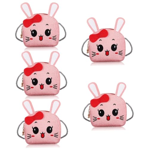 PACKOVE 5St Mini-Umhängetasche Kaninchenbeutel für Mädchen Kinder Geldbörse Geldbörsen Schultertasche Hasentasche Kawaii Handtasche für Mädchen Karikatur kleine Geldbörse PU-Leder Rosa von PACKOVE