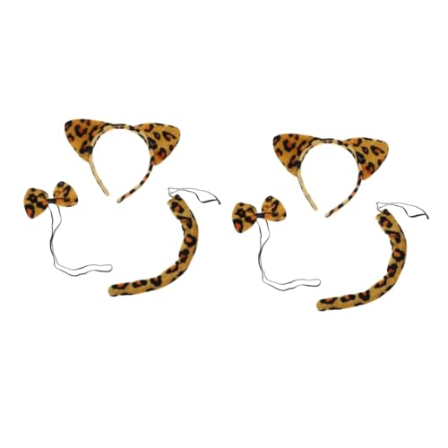 PACKOVE 6 Sätze Kleidungsset mit Leopardenmuster leopard haarreif leoparden haarreif kuscheltier Zubehör für Leopardenkostüme Stirnband mit Katzenohren Karikatur Krawatte von PACKOVE