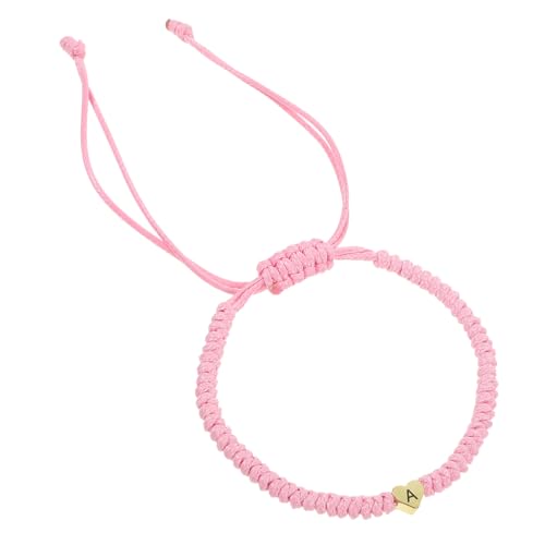 PACKOVE Geflochtenes Armband mit Herzanhänger Geflochtenes Herzarmband damenschmuck frauenschmuck Armbänder herren armband tragbares Armband Herzarmband für Mädchen Weben Charme Mann Rosa von PACKOVE