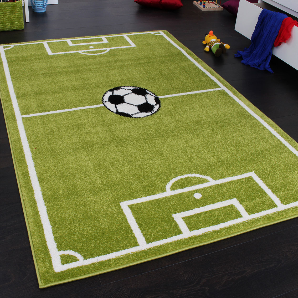 Paco Home Kinderteppich "ECE Fussball 953", rechteckig, Kurzflor, Spiel-Teppich, Motiv Fußballfeld, Kinderzimmer von PACO HOME