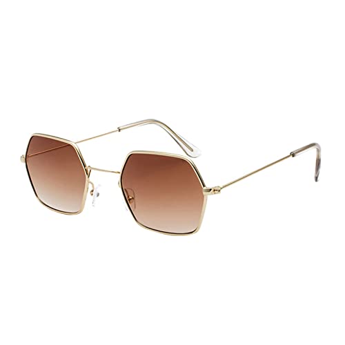 PAIDAXING Damen Herren Klassische quadratische polarisierte Sonnenbrille Retro Trendy Sunnies Eyewear Fake Brillen Gold (Coffee, One Size) von PAIDAXING