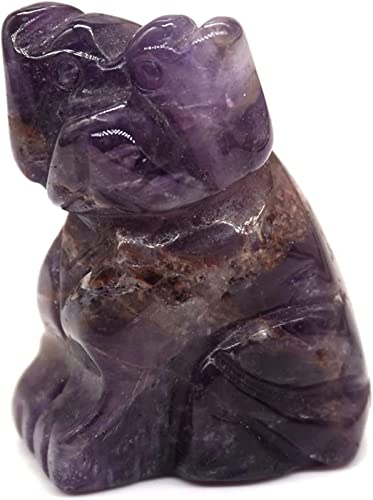 PAJPXPCD Amethyst-Rohstein, 3,8 cm, Amethyst-Tiere, Figur, Rosenquarz, Eule, Statue, Blüte, Achat, Wolf, Lapislazuli, Elefant, Natursteine, Heilkristall, Geschenk (Color : Amethyst-d) von PAJPXPCD