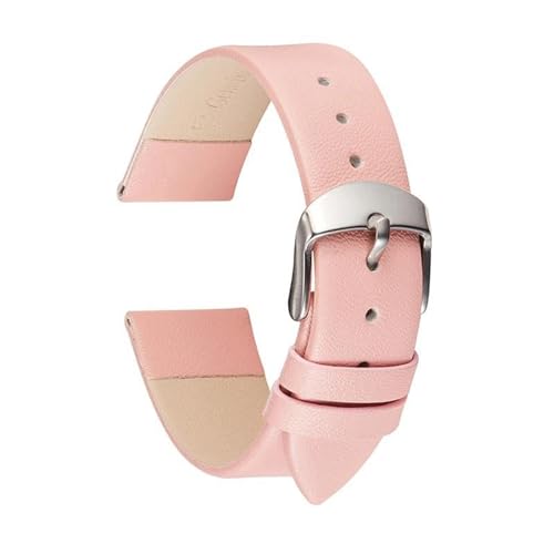 PAKMEZ Dünn Leder Uhrengurt 12-22mm Leder Uhrenbandbänder, Rosa, 18mm von PAKMEZ