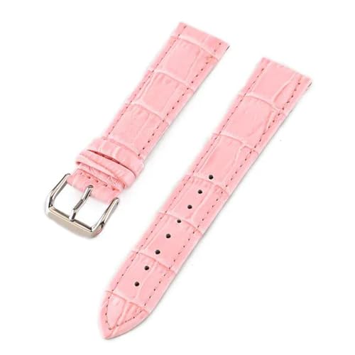 PAKMEZ Leder-Uhr-Armband 10-24mm Leder Uhrengurte für Männer, Rosa, 15mm von PAKMEZ