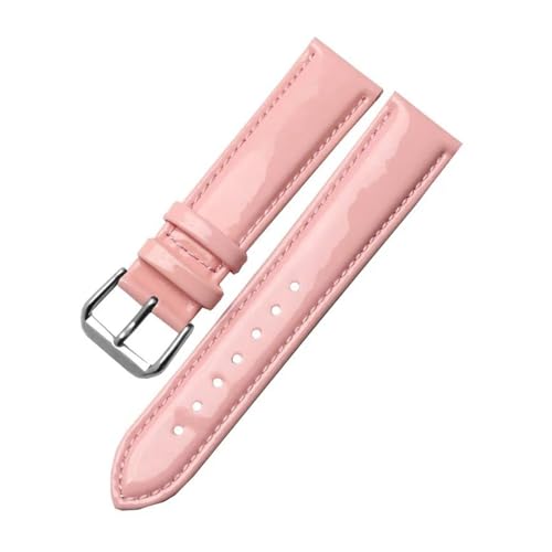 PAKMEZ Leder-Uhrband-Armband 14-20mm Leder Uhrengurt, Pink Pin Clasp, 12mm Silberverschluss von PAKMEZ