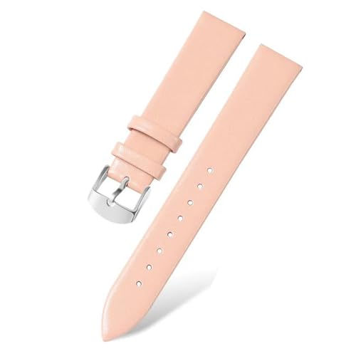 PAKMEZ Leder-Uhren-Bänder 10-22mm Leder Uhrengurt Ersatzarmband, Pink-Silber-Schnalle, 16mm von PAKMEZ