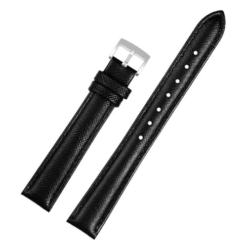 PAKMEZ Leder-Uhren-Band 10-18mm Ersatzarmband für Männer und Frauen, Schwarz Silbernadel, 10mm von PAKMEZ