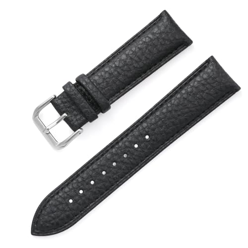 PAKMEZ Leder-Uhren-Band 12-22mm Ersatzuhr-Gurt für Männer und Frauen, Schwarz, 21mm von PAKMEZ
