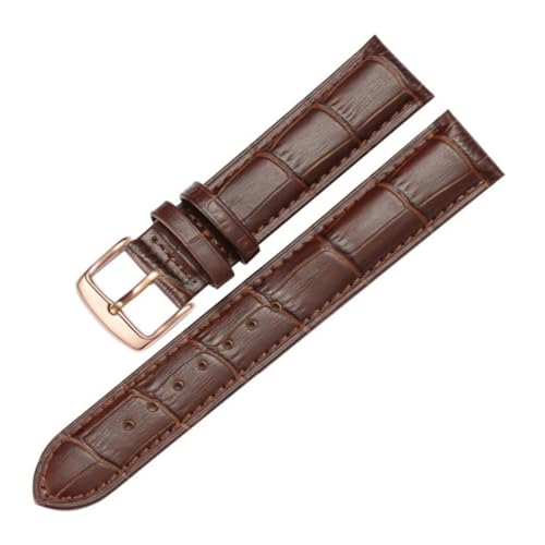 PAKMEZ Leder-Uhren-Band 12-24mm Ersatz Leder Uhrband, Braunes Roségold, 17mm von PAKMEZ