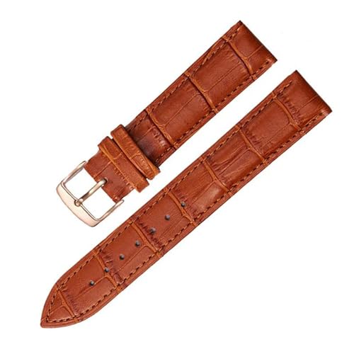 PAKMEZ Leder-Uhren-Band 12-24mm Ersatz Leder Uhrband, Hellbraun Roségold, 16mm von PAKMEZ